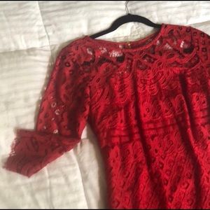 Macy’s holiday red lace shift dress